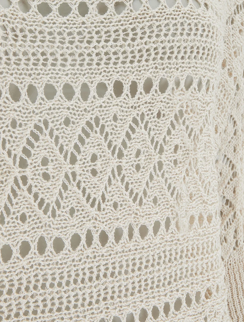 Top uni en maille ajourée - Beige