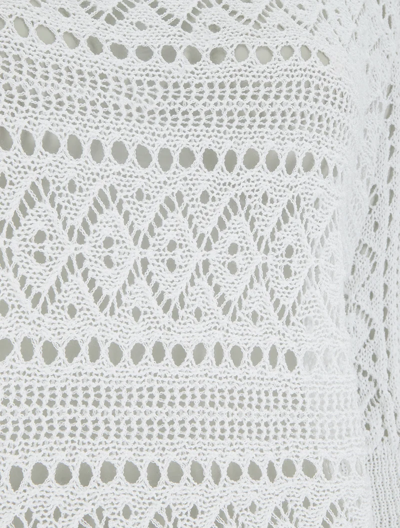Top uni en maille ajourée - Blanc