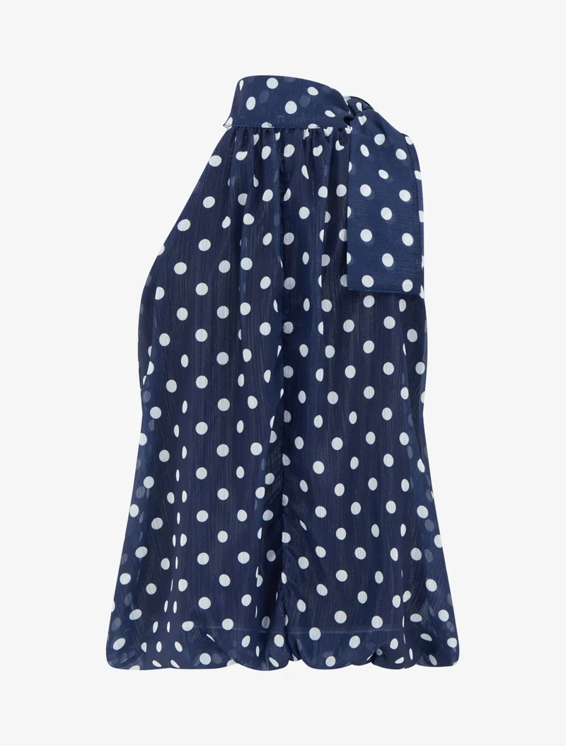 Top boule sans manches à imprimé pois - Marine