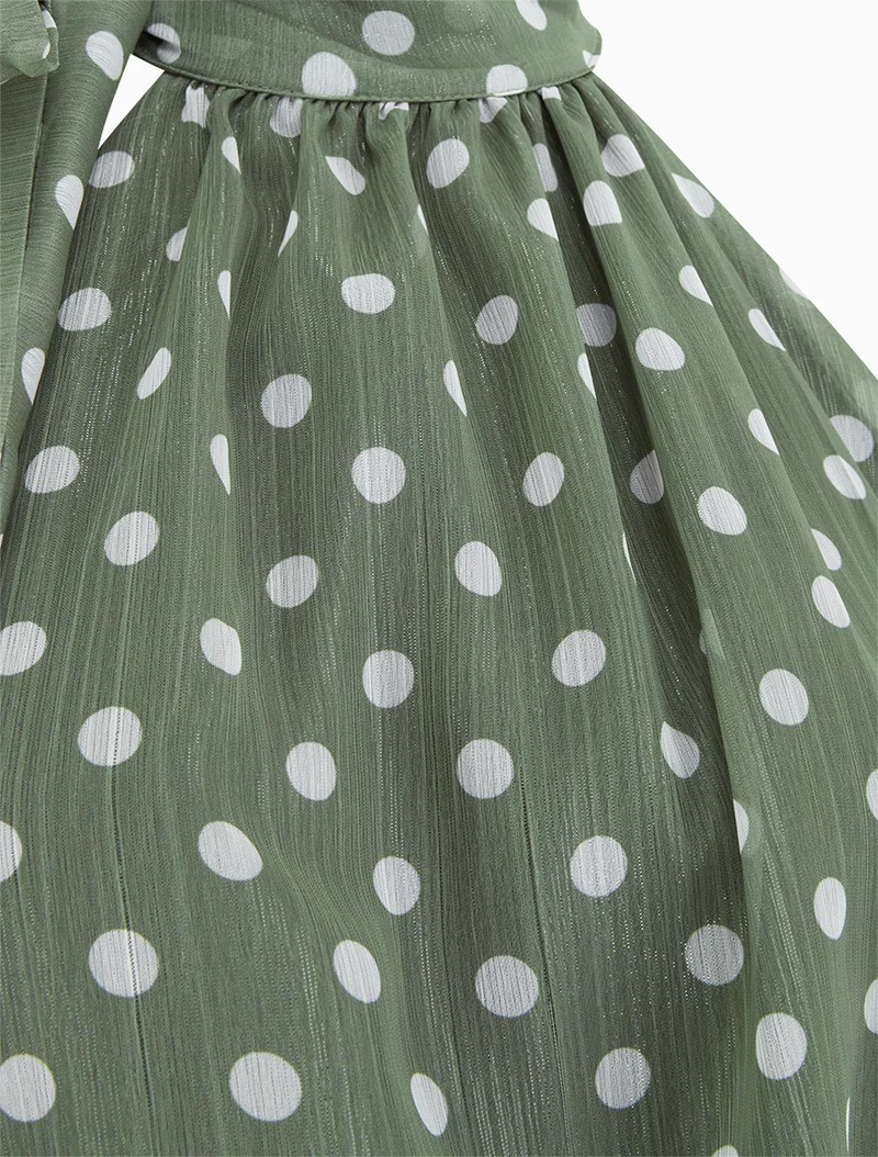 Top boule sans manches à imprimé pois - Kaki