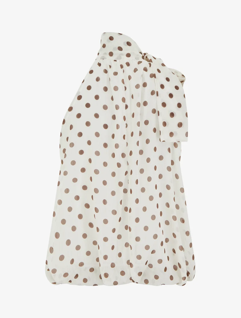 Top boule sans manches à imprimé pois - Écru