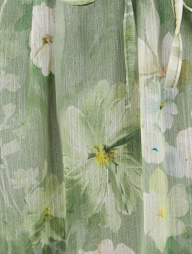 Jupe imprimé floral à taille élastiquée - Kaki