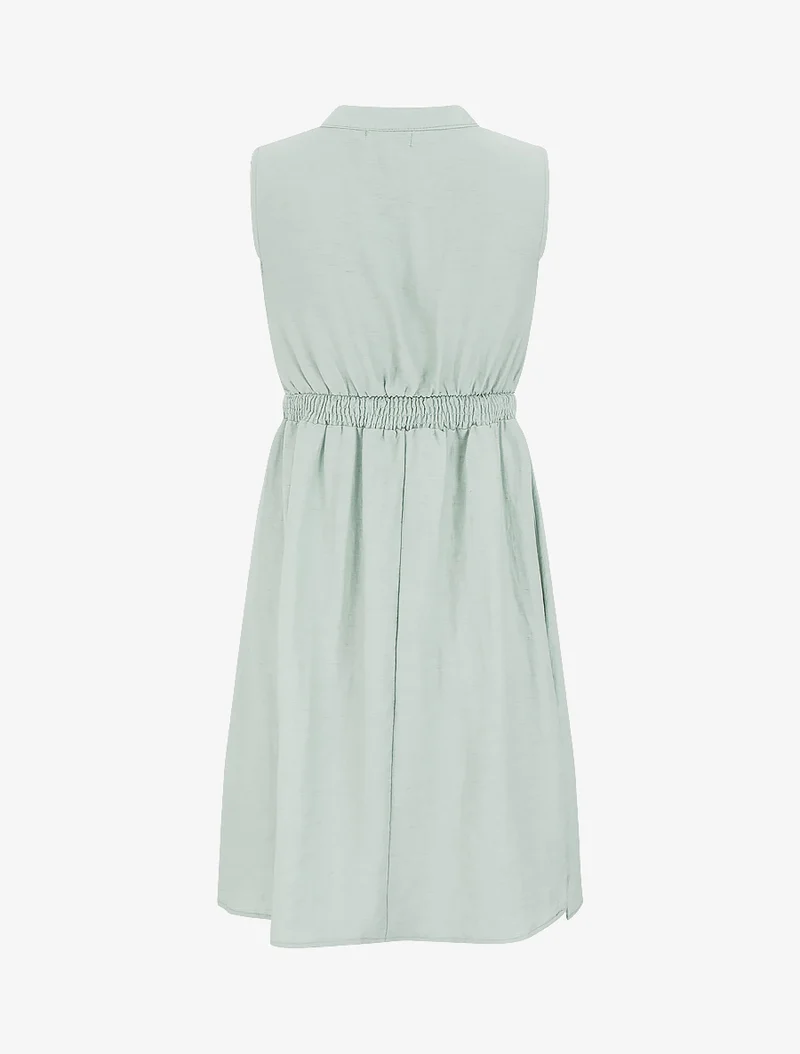 Robe mi-longue élastiquée à buste brodé - Vert pâle