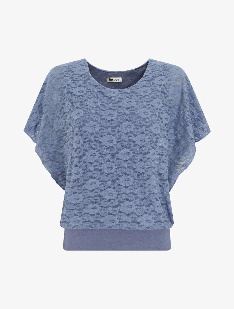Top boule en dentelle - Bleu