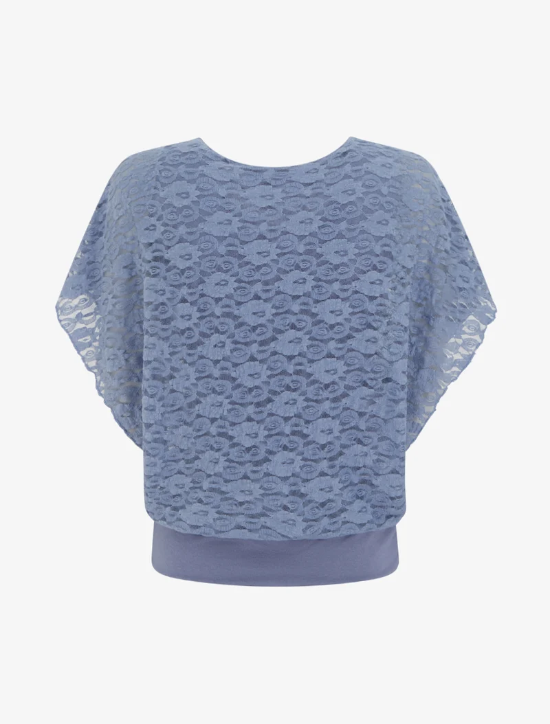Top boule en dentelle - Bleu