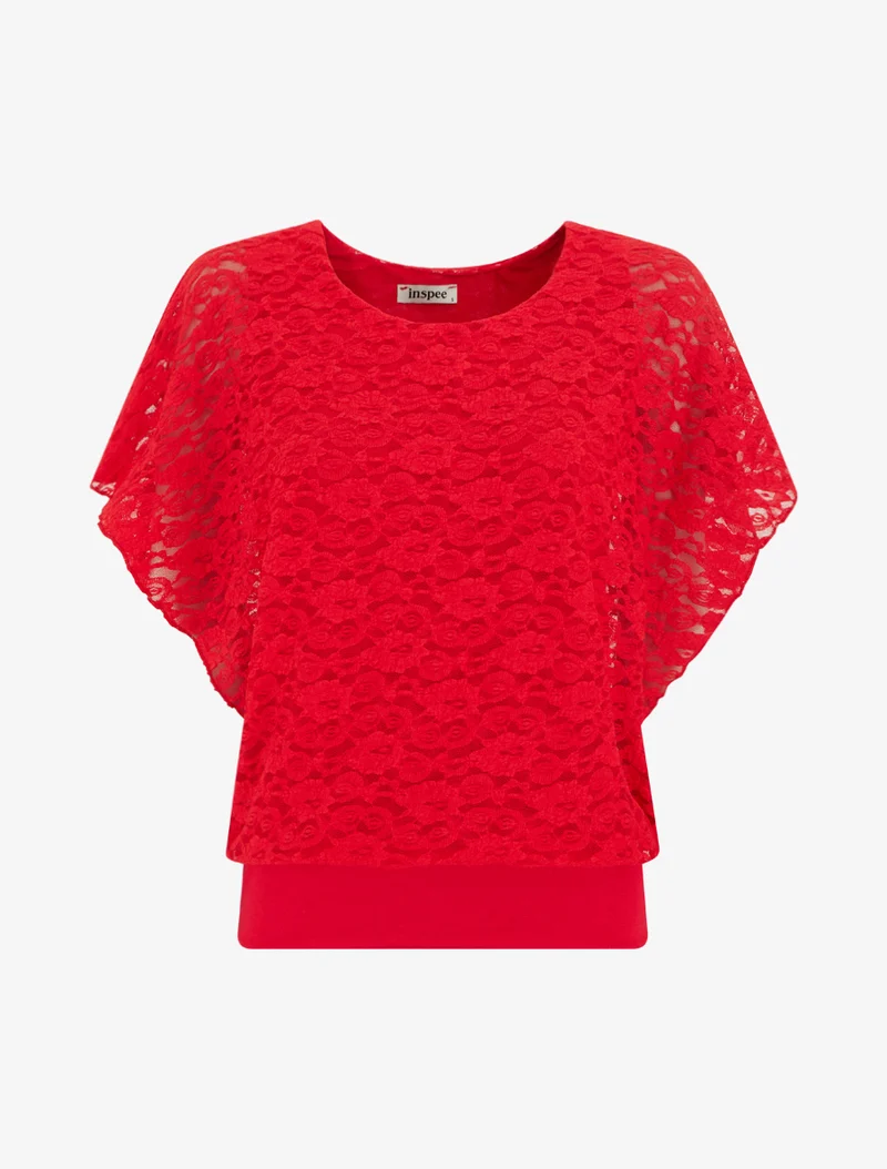 Top boule en dentelle - Rouge