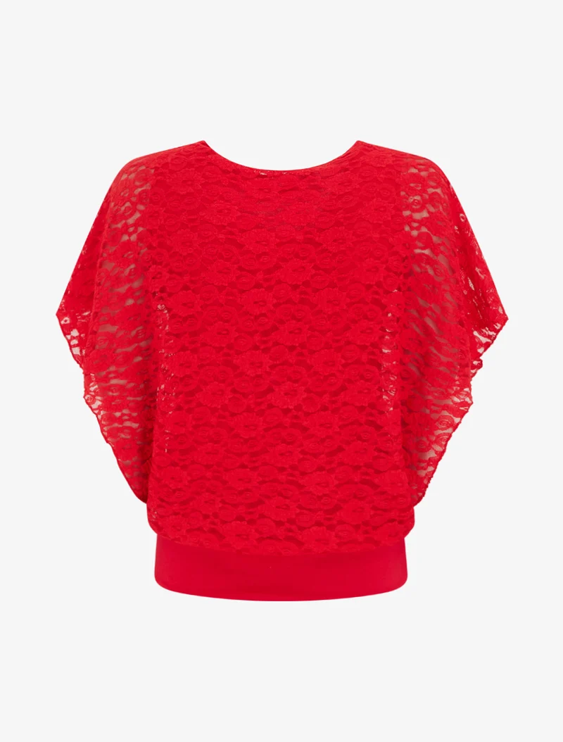 Top boule en dentelle - Rouge