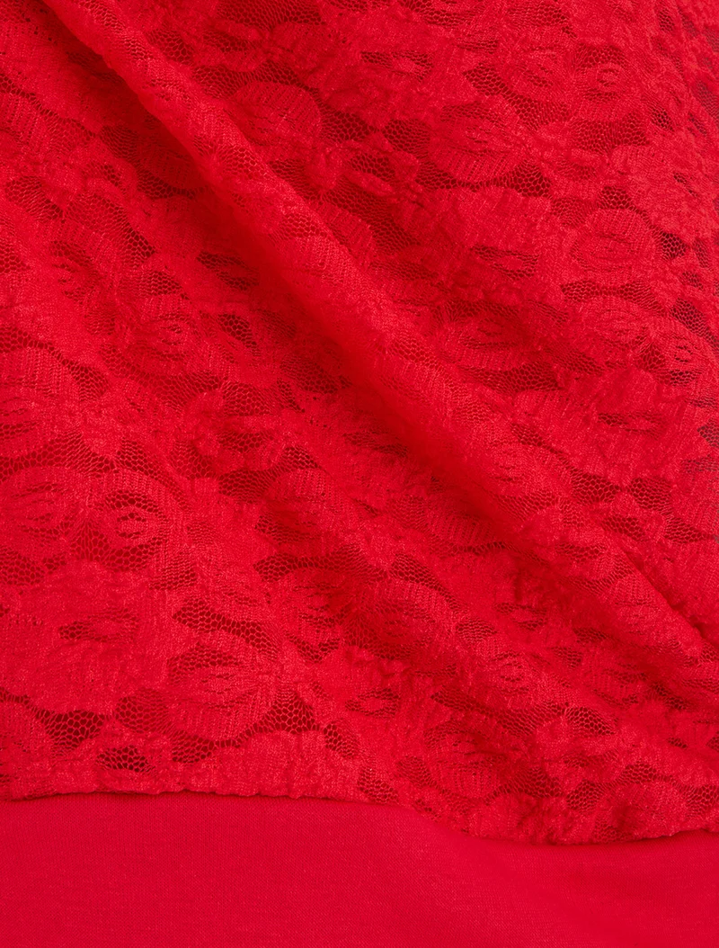 Top boule en dentelle - Rouge