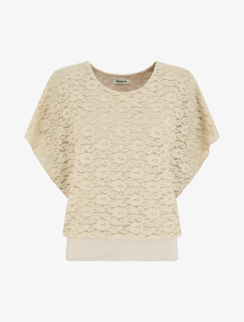 Top boule en dentelle - Beige