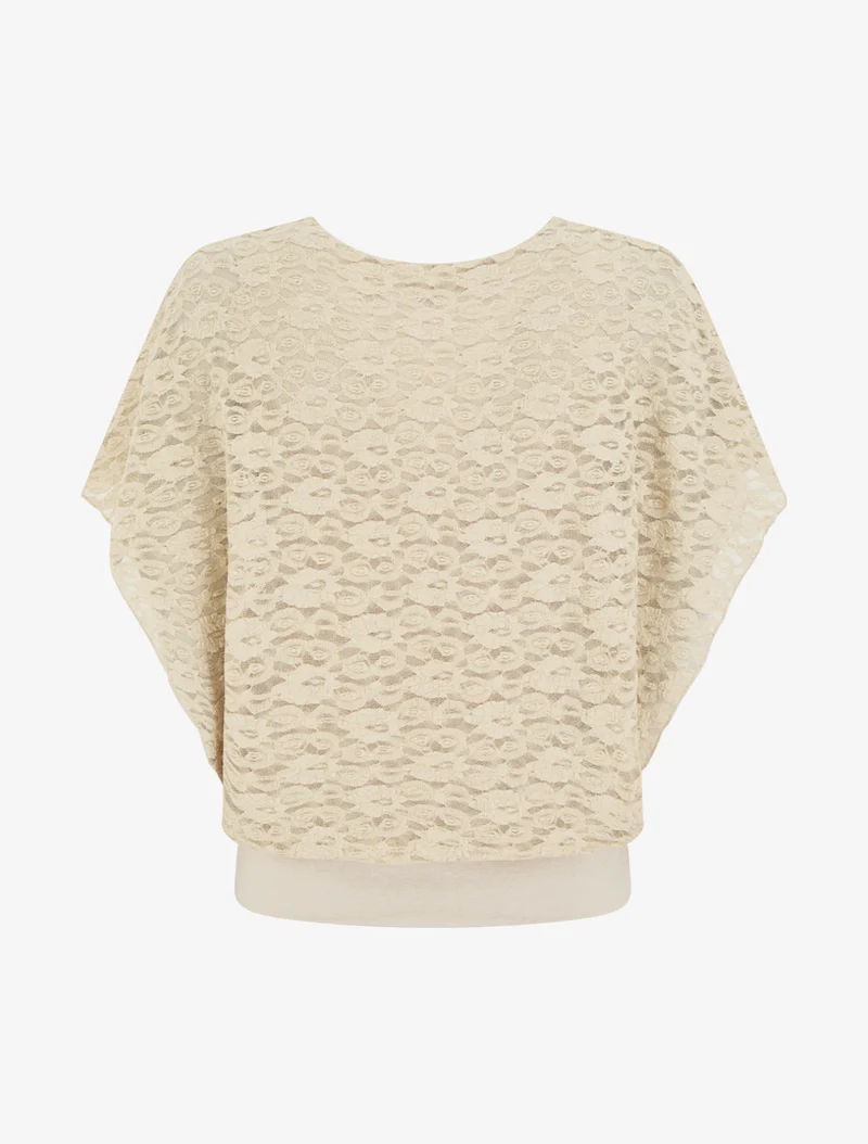 Top boule en dentelle - Beige