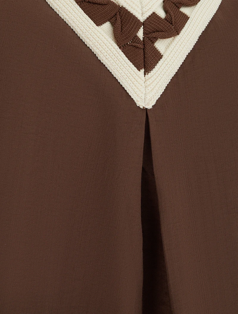 Top uni sans manches à col V stylisé - Marron