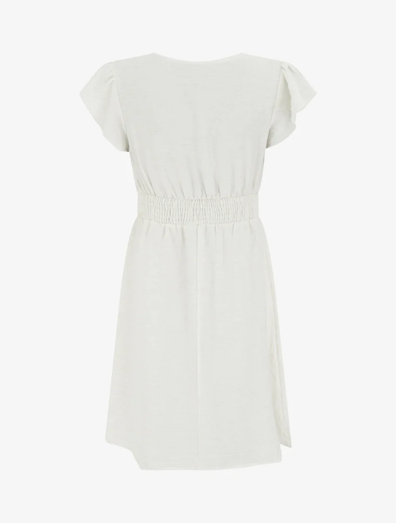 Robe mi-longue élastiquée à buste brodé - Blanc