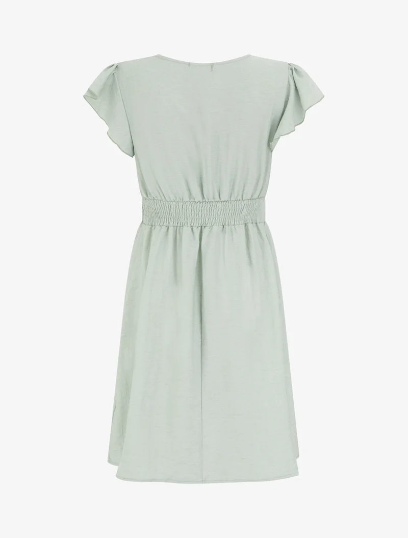 Robe mi-longue élastiquée à buste brodé - Vert d'eau