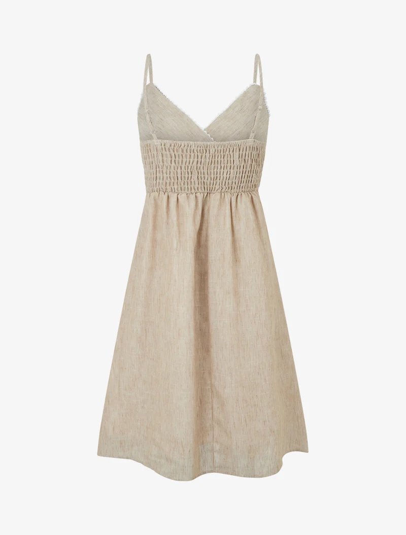 Robe mi-longue à col cache-coeur - Taupe