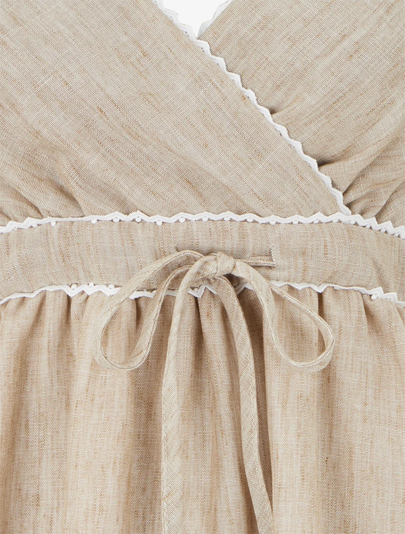 Robe mi-longue à col cache-coeur - Taupe
