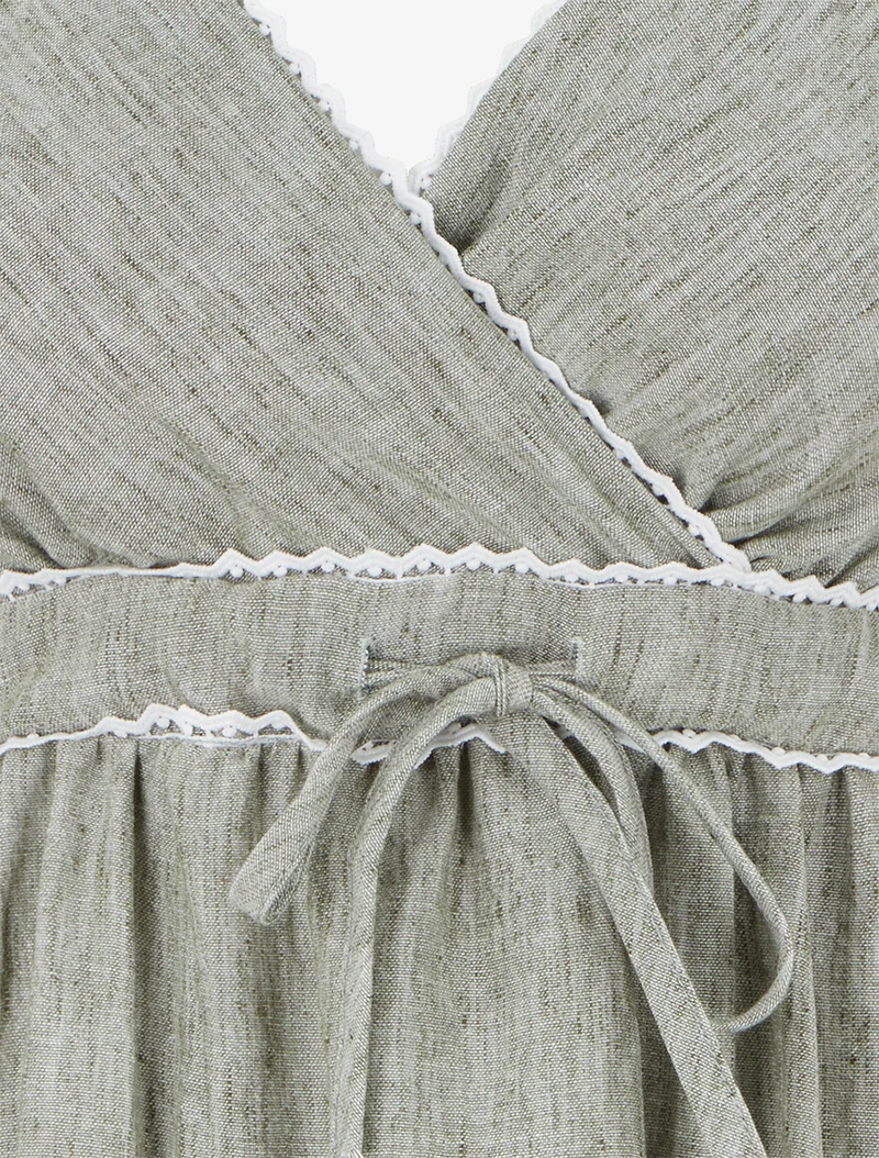 Robe mi-longue à col cache-coeur - Kaki