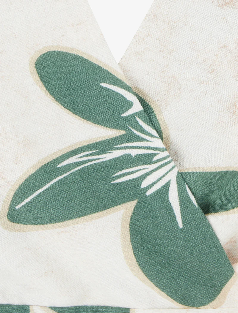 Robe mi-longue dos nu imprimé grandes fleurs - Vert