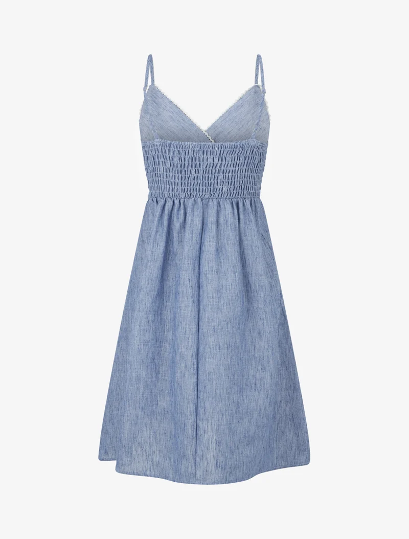 Robe mi-longue à col cache-coeur - Bleu