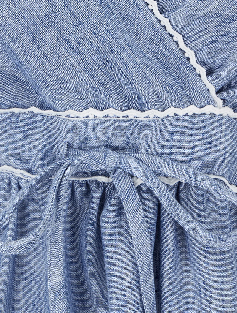 Robe mi-longue à col cache-coeur - Bleu