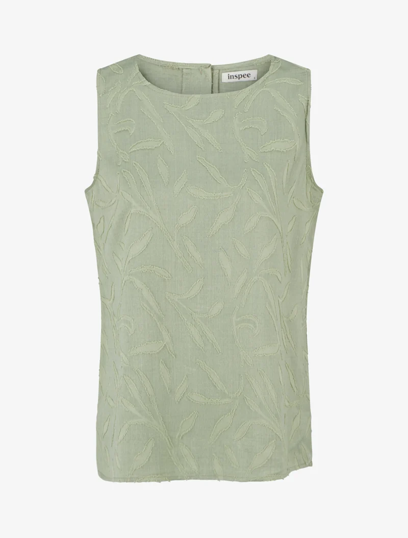 Top sans manches en tissu texturé - Vert olive