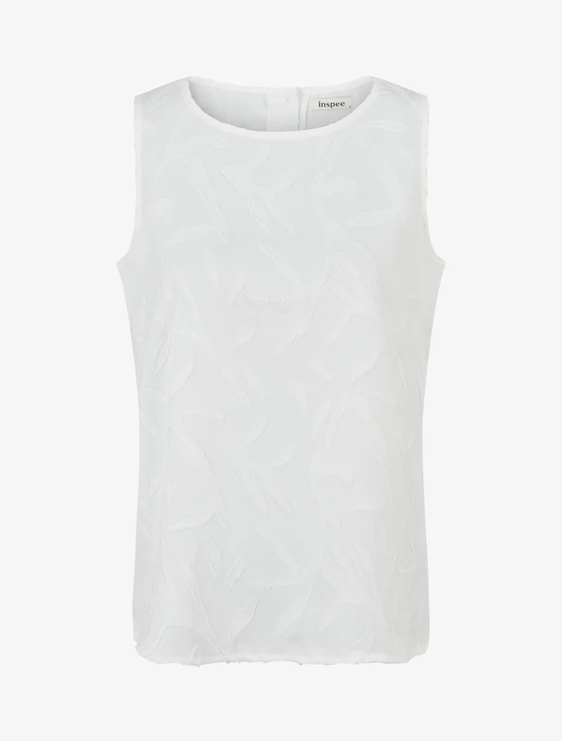 Top sans manches en tissu texturé - Blanc