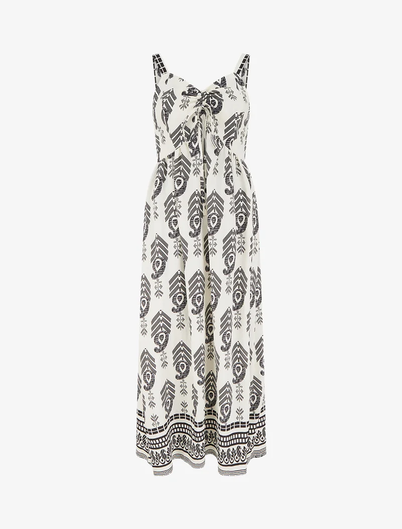 Robe longue évasée imprimée - Noir