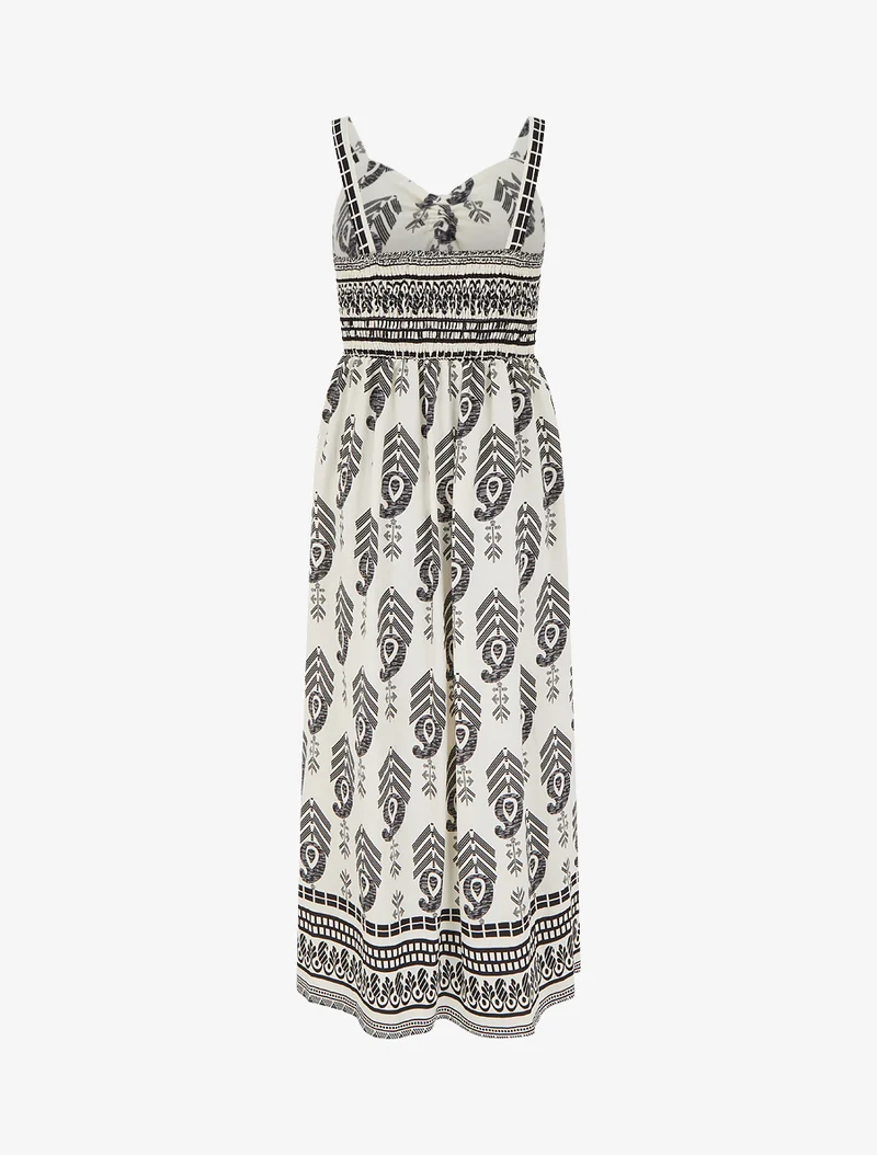 Robe longue évasée imprimée - Noir