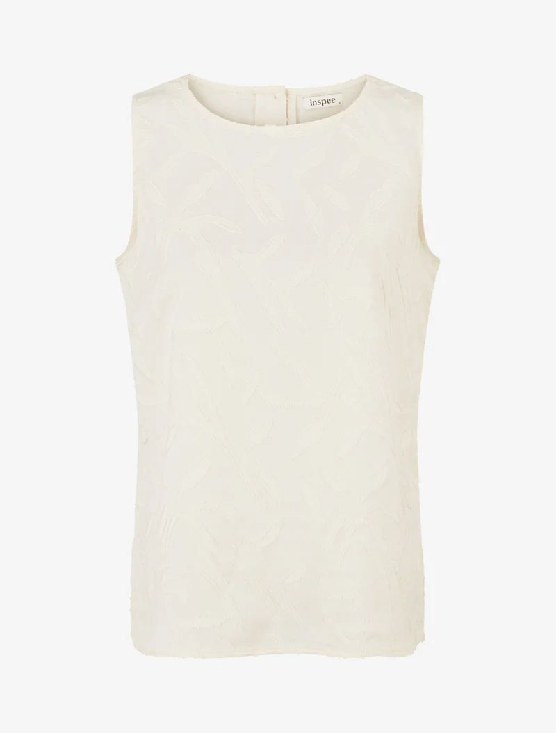Top sans manches en tissu texturé - Beige clair