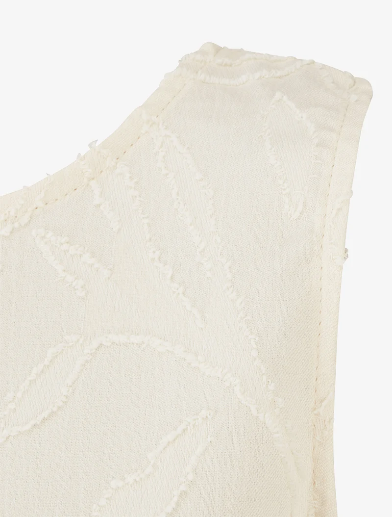 Top sans manches en tissu texturé - Beige clair