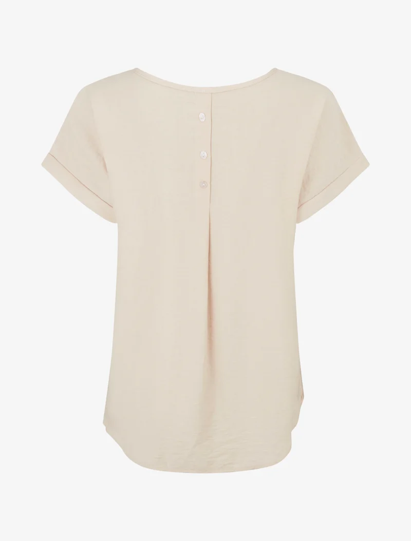 Top ample manches courtes à détail plissé - Beige