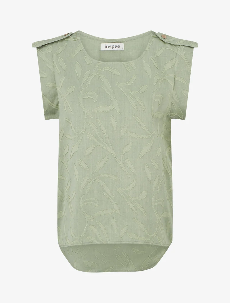 Top droit sans manches en tissu texturé - Kaki