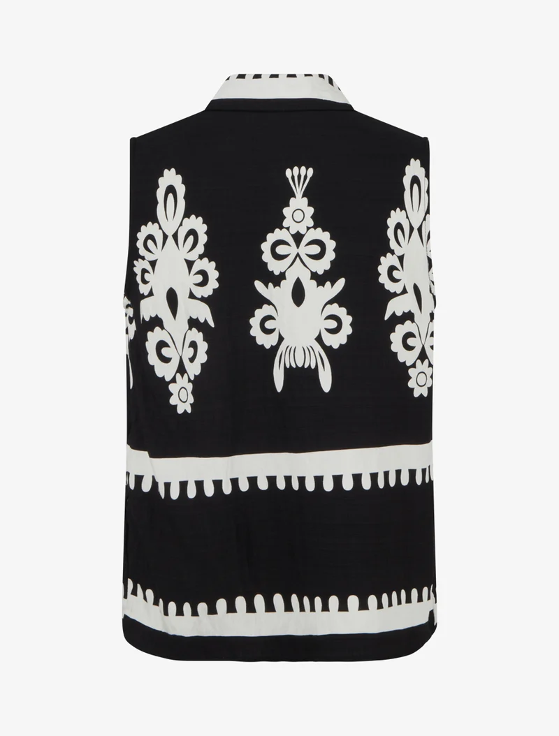 Chemise sans manches imprimé arabesques - Noir