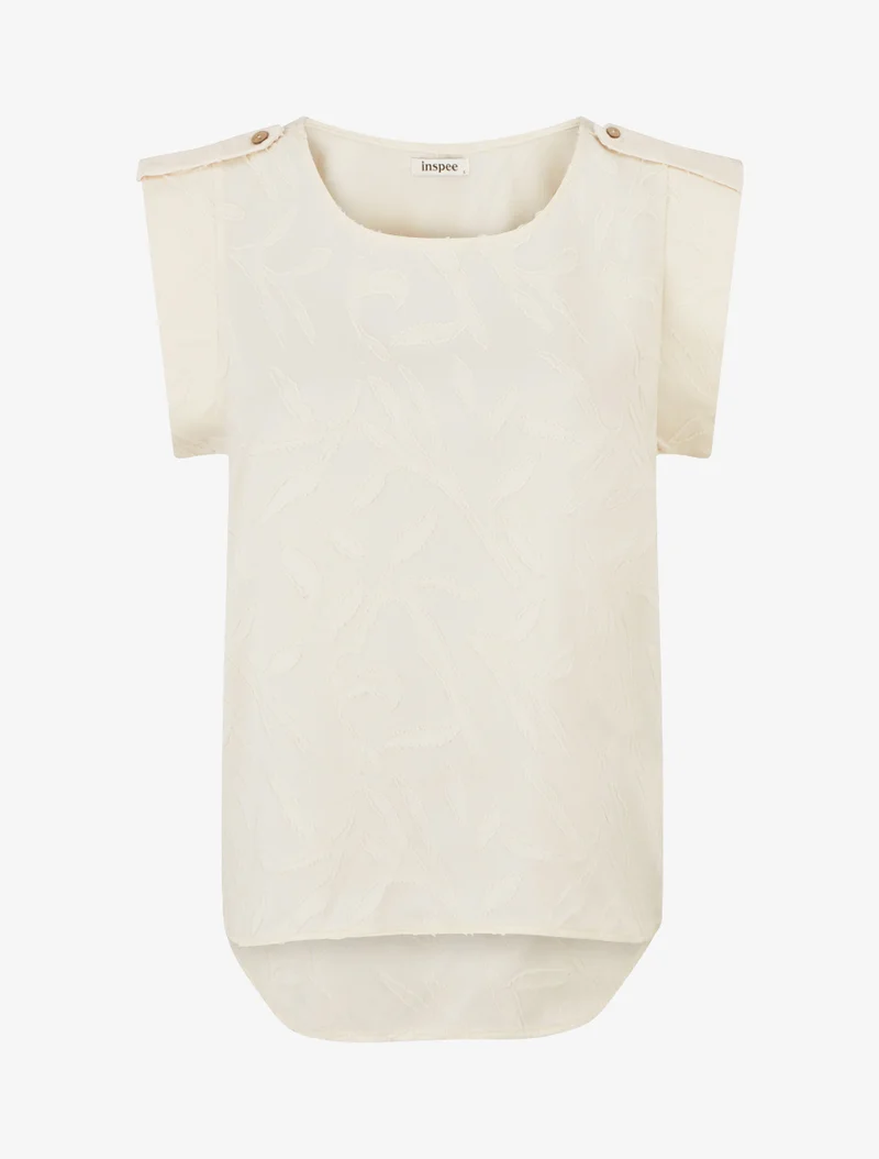 Top droit sans manches en tissu texturé - Beige