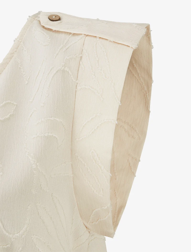 Top droit sans manches en tissu texturé - Beige