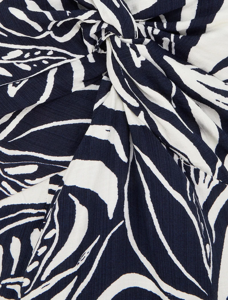 Robe longue à bretelles et imprimé stylisé - Marine