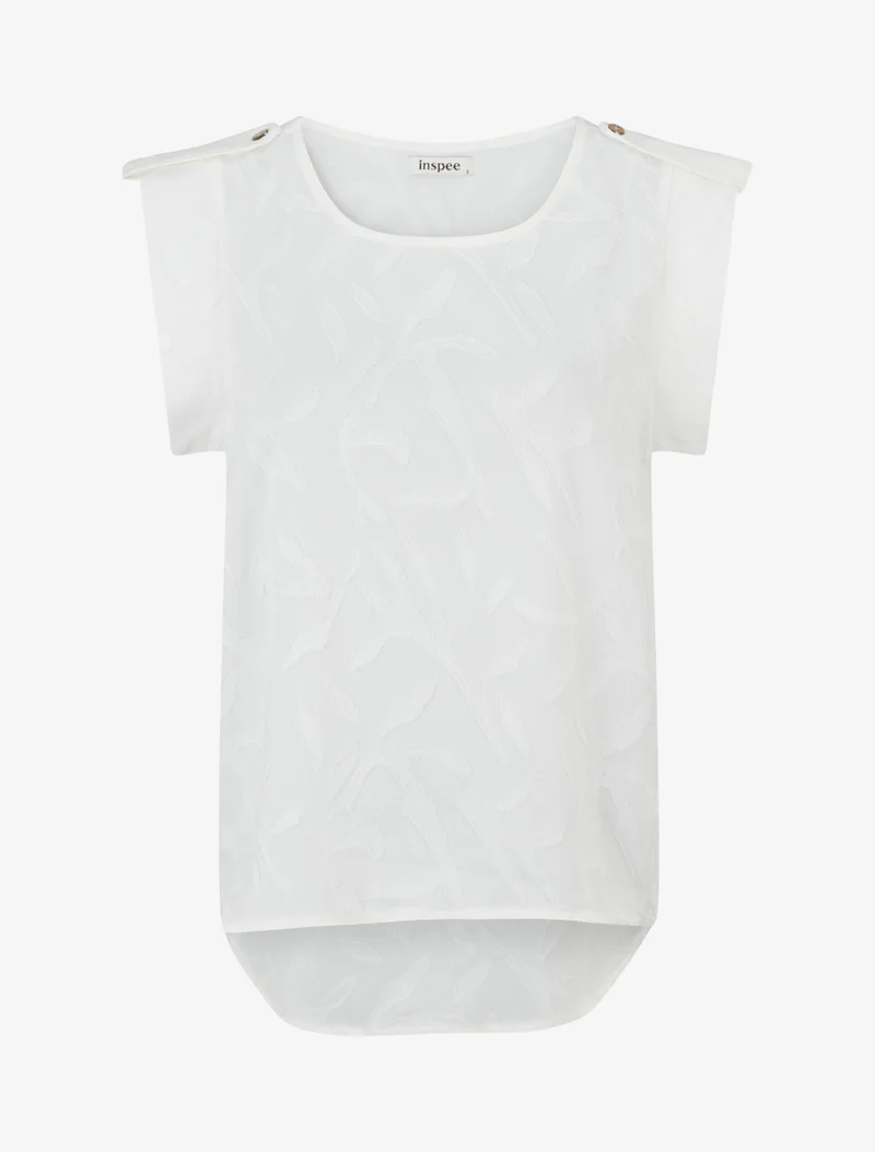 Top droit sans manches en tissu texturé - Blanc