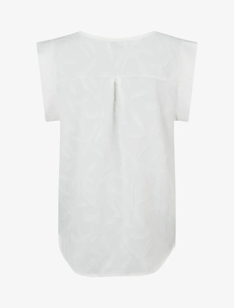 Top droit sans manches en tissu texturé - Blanc