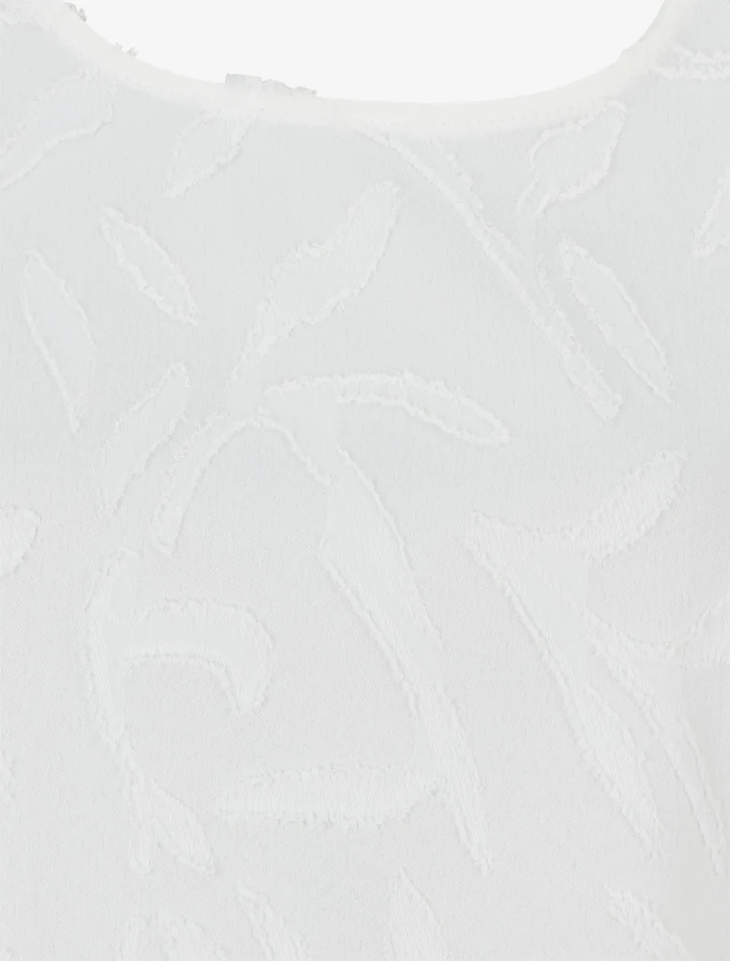 Top droit sans manches en tissu texturé - Blanc