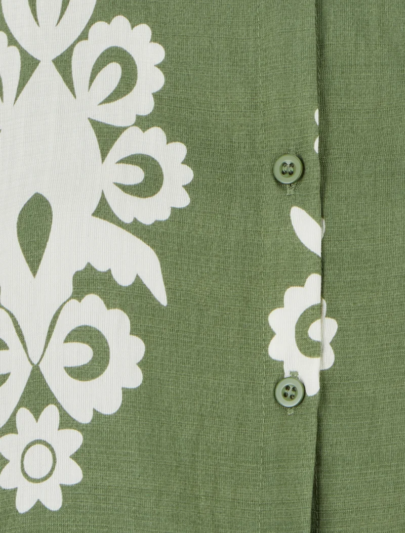 Chemise sans manches imprimé arabesques - Kaki
