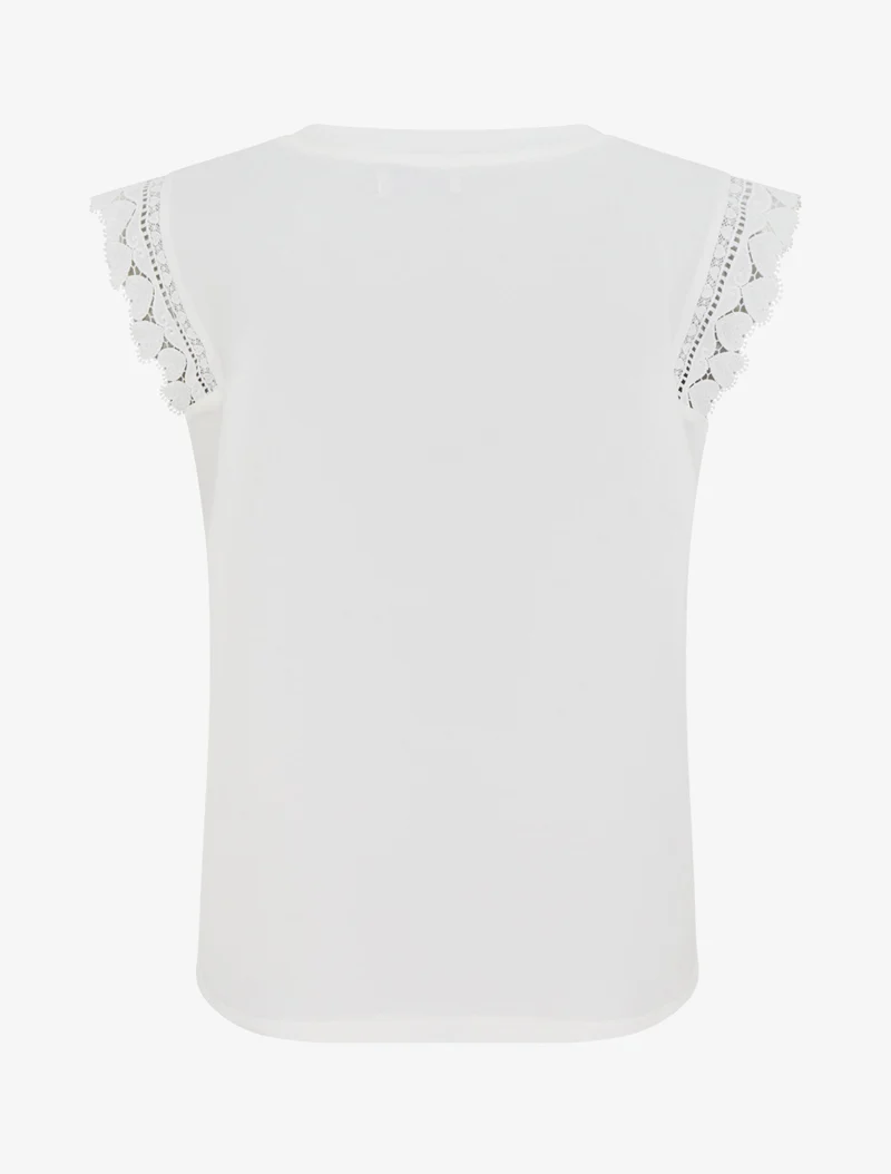 Top droit à épaules en dentelle - Blanc