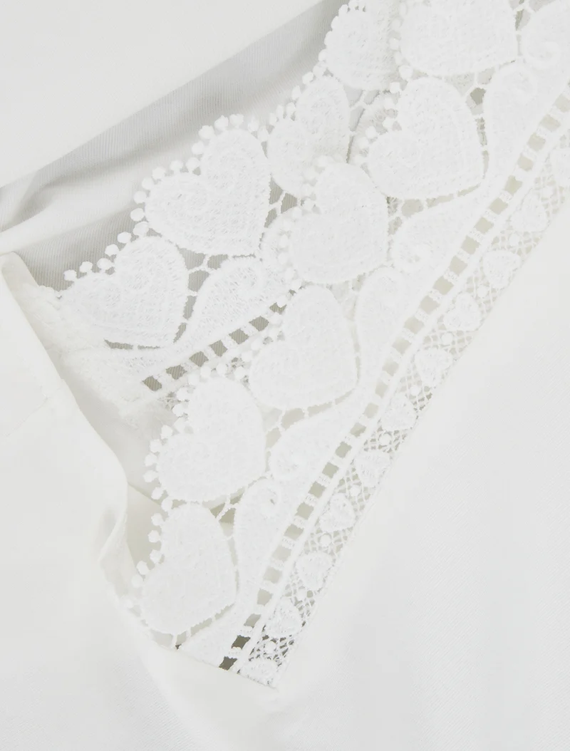 Top droit à épaules en dentelle - Blanc