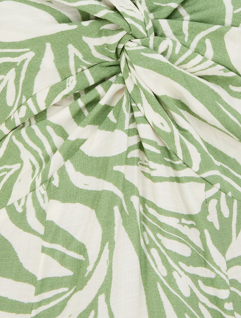 Robe longue à bretelles et imprimé stylisé - Vert