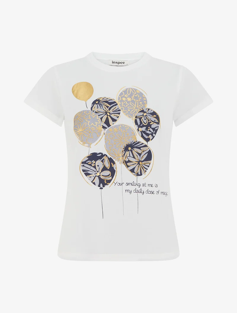 T-shirt à message et motif ballons de baudruche - Marine