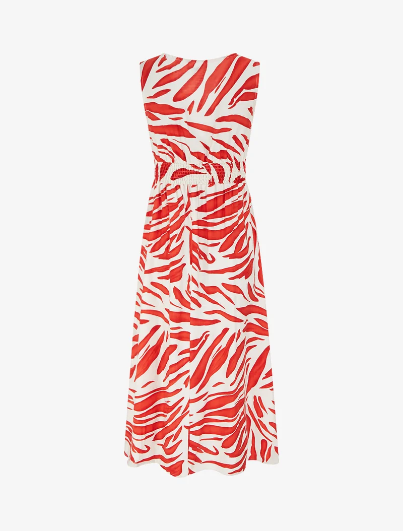 Robe imprimé fantaisie à col cache-coeur - Rouge