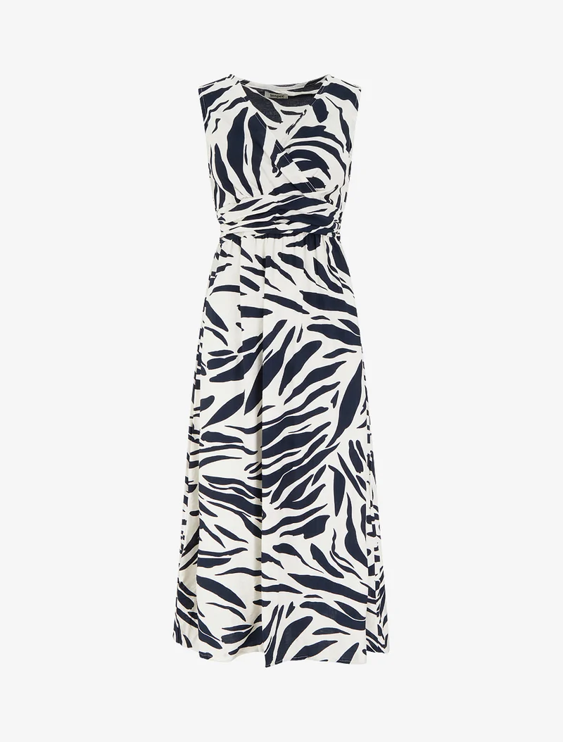 Robe imprimé fantaisie à col cache-coeur - Marine