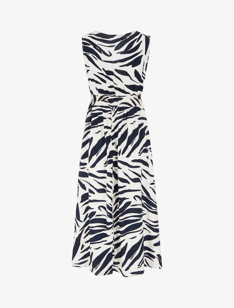 Robe imprimé fantaisie à col cache-coeur - Marine