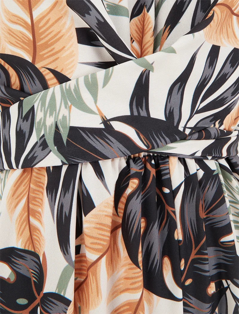 Combinaison sans manches à imprimé tropical - Noir