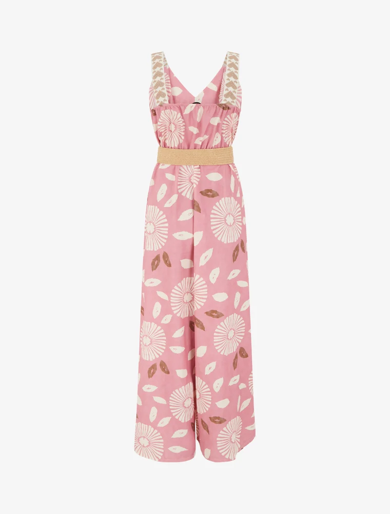 Combinaison imprimé fantaisie à bretelles motif coeurs - Rose