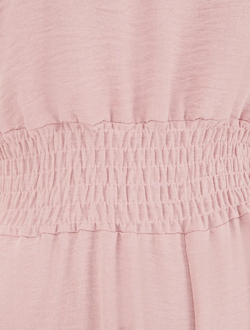 Combinaison unie à bretelles à motif coeurs - Vieux rose