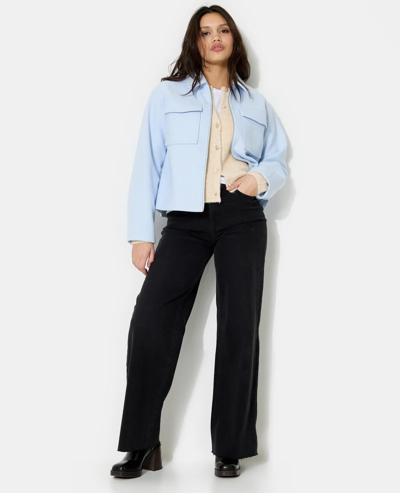 Blouson zippé effet drap de laine